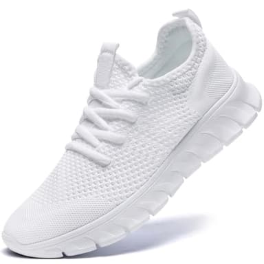 YRLTYO Mens Tennis Shoes Running Sneaker Slip On Walking Gym Workout Athletic Non Slip Lightweight Jogging Casual Sport Shoes White Size 9.5