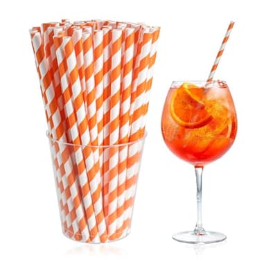 Spritz Straws Compatible with Aperol,Disposable and Cocktail Straws Compatible with Aperol,100pcs,Orange