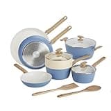 GoodCook 12-Piece Healthy Ceramic Titanium-Infused Cookware Set, Light Blue – Pots, Pans, Steamer, Spoon & Turner – Induction Cookware, Kitchen Pots & Pans Set, Nonstick Cooking Pan Set