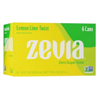 Zevia Zero Calorie Soda, Lemon Lime Twist, 12 Ounce Cans (Pack of 6)