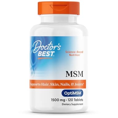 Doctor's Best MSM Supplement 1500mg for Men & Women - Supports Hair, Skin, Nails, Joint Health, & Mobility, Delivers Beneficial Sulfur with OptiMSM, Gluten Free, Non GMO, Vegan - 120 Tablets