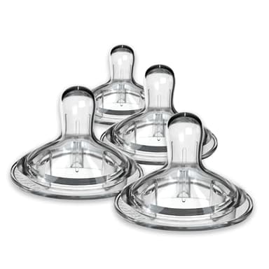 Nanobebe Nipples Baby Bottle Nipples, Silicone Nipple, Triple Vented, Ready to Use, 4 Pack, Slow Flow