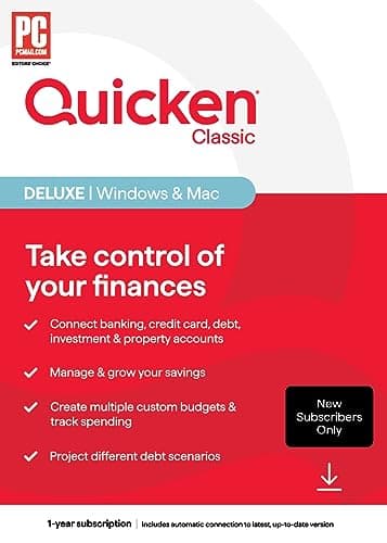 Quicken Classic Deluxe for New Subscribers| 1 Year [PC/Mac Online Code]