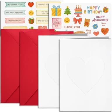 Recordable Greeting Card 2-Pack – Voice Recording Card with 60-Second Custom Message, 2 Cards, Envelopes & Sticker Sheets – Recordable Birthday Card & Voice Recording Gift for Valentine’s Day, Wedding