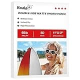 Koala Double Sided Matte Thick Photo Paper 11x17 Inches Heavyweight 50 Sheets 250gsm Compatible with Inkjet Printer and Dye Ink