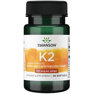 Swanson Vitamin K2 (Menaquinone-7) - Vitamin Supplement Supporting Cardiovascular and Bone Health - Made from Japanese Natto to Help Regulate Calcium - (30 Softgels, 100mcg Each)