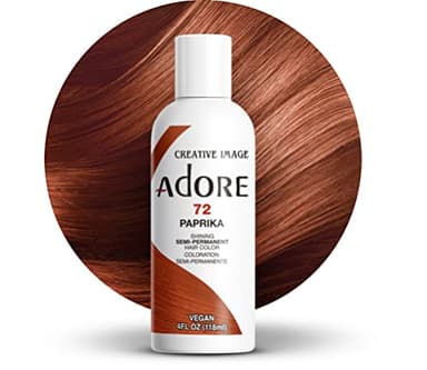 Adore Semi Permanent Hair Color (072 Paprika) | Vegan & Cruelty-Free Brown Hair Dye | No Ammonia, No Peroxide, No Alcohol | 4 Fl Oz