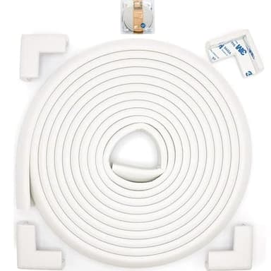 Roving Cove Slimfit Corner Edge Protector for Baby Proofing (Small 15ft Edge 4 Corners), Furniture Safety Bumper Guard, Soft NBR Rubber Foam, 3M Adhesive, Oyster White (Off White)