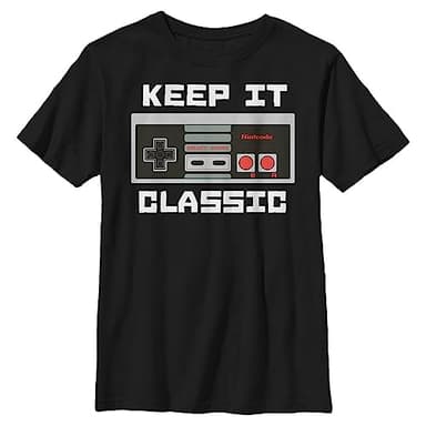 Nintendo Boy's Kepp IT Classic T-Shirt, Large, Black