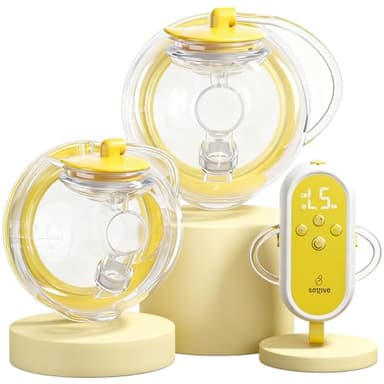 Saglve ABP-1308 Hands Free Breast Pump | SPA-Level Comfort Wearable Breastfeeding Pump 3 Modes & 9 Levels, Low-Noise Electric Breast Pump Portable for Office & Home Use (21/24mm Flange)