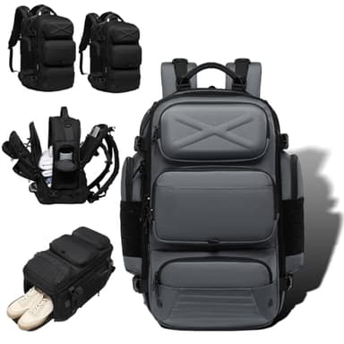 RINGSCZU 20L/35L Travel Backpack for Men & Women, Expandable 17-Inch Laptop Backpack – Carry On Flight Approved, USB Charging (Grey, 20L)