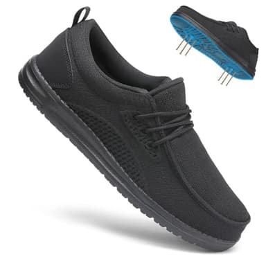 VikoViren Steel Toe Shoes for Men Slip On Safety Work Shoes Non Slip Puncture Proof Indestructible Lightweight Steel Toe Loafers Comfortable Construction Sneakers All Black M10.5