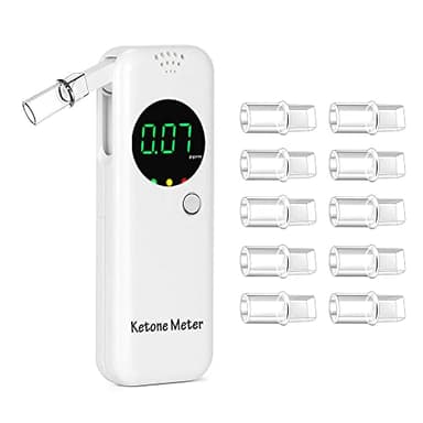 Ketone Meter Professional Ketosis Breath Tester for Tracking Ketosis Levels - Portable High Accuracy Ketone Breath Analyzer with 10 Replaceable Mouthpieces