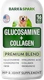 BARK&SPARK Liquid Collagen + Glucosamine for Dogs - 16 Fl Oz Easy to Serve Joint Supplement - Advanced Formula with Chondroitin, MSM, Hip & Joint + Skin & Coat Care - Made in USA
