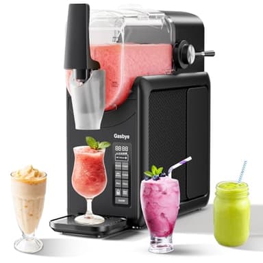 Gasbye Slushie Machine No Ice Needed, 88-OZ Large Capacity, Rapid Cool, LED Display, Frozen Drink Maker Perfect for Slush, Milkshakes, Frappes and More, Dark Black