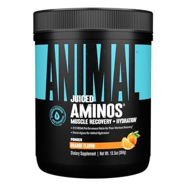 Animal Juiced Amino Acids - BCAA Powder EAA Matrix Plus Hydration with Electrolytes and Sea Salt Anytime Recovery and Improved Performance, Orange Flavor, 30 Servings