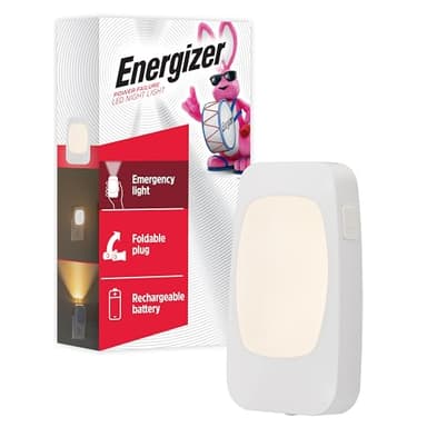 Energizer 4-in-1 LED Power Failure Night Light, 1 Pack, Plug-in, Light Sensing, Auto On/Off, Foldable Plug, Soft White, Emergency Flashlight, Tabletop Light, Hurricane, Storm, Tornado, 38511
