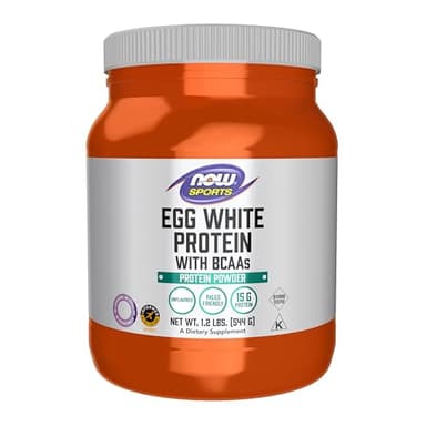 NOW Foods Sports Nutrition, Egg White Protein, 16 g With BCAAs, Unflavored Powder, 1.2-Pound