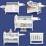 Flwrgirl Portable Mini Baby Crib - Cunas para Bebes 4 en 1 Modernas with Foldable Storage Shelf and Mattress Included,2025 Small Wood Baby Beside Cribs 4 in 1 Convertible,White