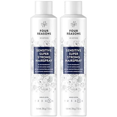 No nothing Super Strong Hairspray, Fragrance Free Hypoallergenic Finishing Hair Spray Extra Hold for Women & Men, Humidity & Frizz Control Hair Care Products UV Protection, Uncented, 2 Pack x 7.5 oz