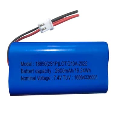 AOLIKES 7.4v 18650 2s1p 2600mAh Rechargeable Li-ion Battery with Jst XH2.54/2P Connector Plug Wires /3C Cells/Support 3C Continuous Discharge and Fast Charging