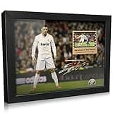 ORIMAMI Signed Ronaldo Poster Photo Desktop Framed Picture 8x6 Inches,with 1x35mm Film Mini Cell Display,Gifts for CR7 Cristiano Ronaldo Fans