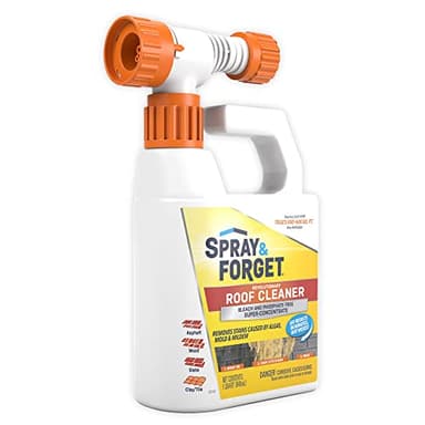 Spray & Forget Super Concentrated Revolutionary Roof Cleaner, 1 Qt. Hose-End Bottle - Cleans Algae, Mold & Mildew Stains, Use on Asphalt, Wood, Slate, Clay & Tile Shingles, Yellow (SF150)
