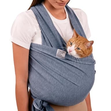 Cat Sling Carrier for Small Pets – Anti-Anxiety Cat Sling, Kitten Pouch – Pet Sling in Gray Black Blue Green Pink Yellow (Gray, Standard)