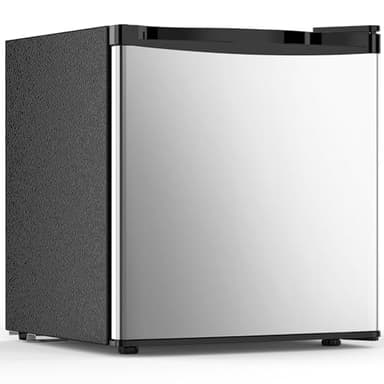 Electactic 1.7 Cu.ft Mini Fridge with Freezer, Compact Refrigerator, Single Reversible Door, Ultra Quiet, Energy Efficient for Office, Dorm, Bedroom, Apartment, Silver