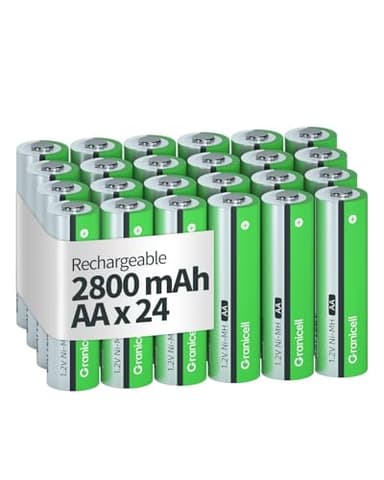 Granicell AA Rechargeable Batteries 2800 mAh High Capacity 1500 Cycle,1.2V NiMH Low Self Discharge AA Battery,24 Pack