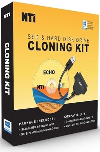 NTI Cloning Kit | NEW! Version 6 of NTI Cloning Software | Best for SSD and HDD Upgrades | Software via Download | SATA-to-USB Adapter Included for 2.5" SSD and HDD