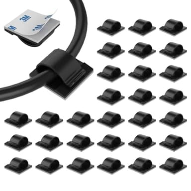 LinkDocs 30 Pieces Adhesive Cable Clips Wire Clips Cable Wire Management Wire Cable Holder Clamps Cable Tie Holder for Car, Office and Home