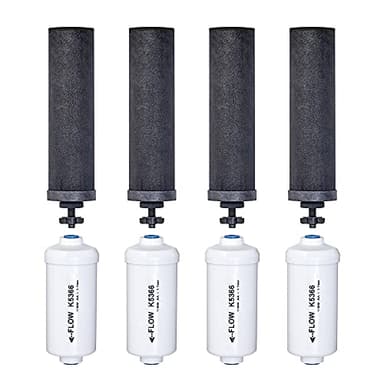 Set of 4 Berkey Authentic Black Berkey Elements (BB9-2) and 4 Berkey PF-2 Fluoride and Arsenic Reduction Elements - Combo Pack