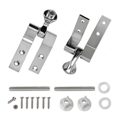 Meaferks Universal Toilet Seat Hinges, Chrome-Plated Metal Hinges with Bolts Screws Nuts,Replacement Parts Sturdy Hinge,1 Set (MFH02)