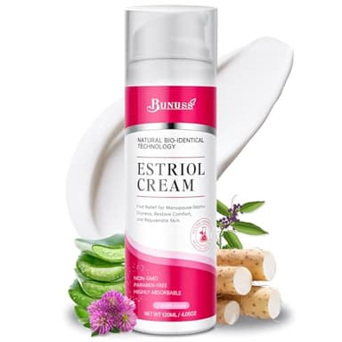 BUNUSS Estriol Face Cream for Women: Natural Bioidentical Moisturizer Cream with Wild Yam for Hormone Balance, Hydrates, Firms & Revitalizes Skin, 4.06 fl. Oz(3 Month Supply)