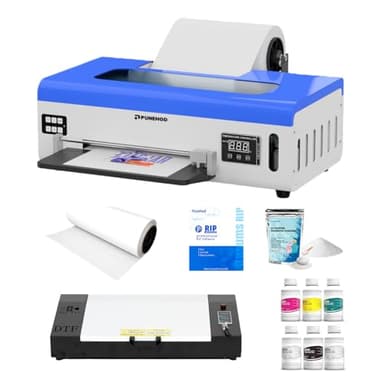 PUNEHOD A4 DTF Printer, L800 DTF Transfer Printing Machine, 8.3" Width Direct to Film Printer with White Ink Circulation, DIY Print for Dark and Light Clothing (A4 Printer+Oven)