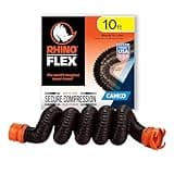 Camco RhinoFLEX 10’ Camper/RV Sewer Hose Extension - Features Collapsible Design for RV Storage - Includes Pre-Attached Lug & Bayonet Fitting -Heavy Duty Polyolefin & Reinforced w/Steel Wire (39774)