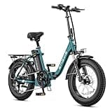 ENGWE L20 2.0 1125W Motor Peak, Upgraded Folding Electric Bike for Adults, 20 * 3.0" Fat Tire Step-Thru Ebike, 52V13Ah 68Miles Long Range 28MPH 75N.m Torque Urban Commuter,7-Speed Gears-Green