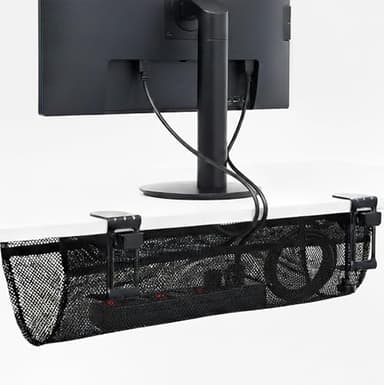 VIVO No Drill Clamp-on 24 inch Mesh Net Under Desk Cable Management Wire Organizer, Adjustable Home Office Standing Desk Cord Storage Sleeve, Black, DESK-AC24MH