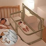 3 in 1 Baby bassinets bedside sleeper, co sleeping bed for baby, for co sleeper for baby in bed, Portable Crib, breathable and visible mesh window,soft washable liner cover and sturdy aluminum alloy (