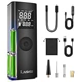 Ljusved Tire Inflator Portable Air Compressor - Versatile Rechargeable Battery Powered Cordless Pump for Car, Bike, Motorcycle, and Ball Inflation, Compact Kit