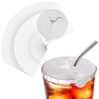 Protective Drink Cap 50 Pack, Covers for Alcohol Protection, Keeps Unwanted Items From Getting Into Cups, Fits Most Cup Sizes