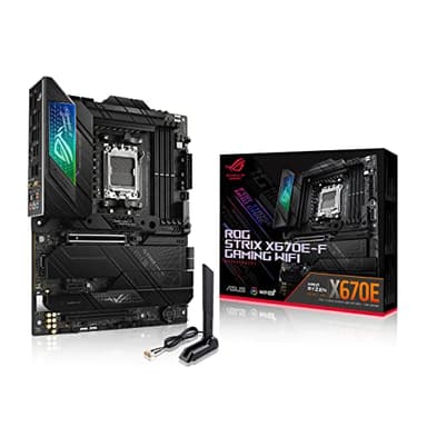 ASUS ROG STRIX X670E-F GAMING WIFI AMD X670 AM5 Ryzen™ Desktop 9000 8000 & 7000 ATX motherboard, 18+2 power stages, DDR5, 4x M.2 slots with heatsink, PCIe® 5.0, USB 3.2 Gen 2x2, WiFi 6E, AI Cooling II