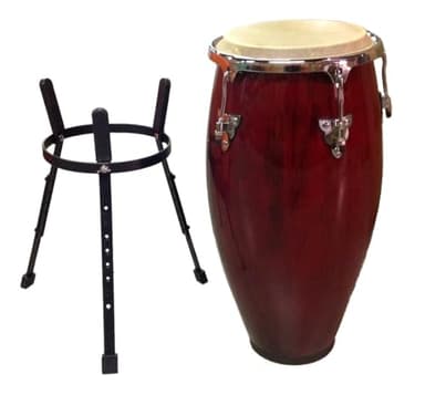 Zenison 12" CONGA DRUM with STAND Latin Percussion TUMBA - Red Wine Wood