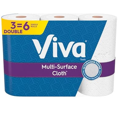 Viva Multi-Surface Cloth Paper Towels, 3 Double Rolls, 110 Sheets Per Roll