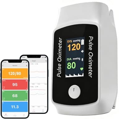 Bluetooth Fingertip Pulse Oximeter with Respiration Pressure,High Accuracy O2 Meter for All Skin, Portable SPO2 & Pulse Rate Monitor for Children Adults,Carry Bag and Lanyard Included