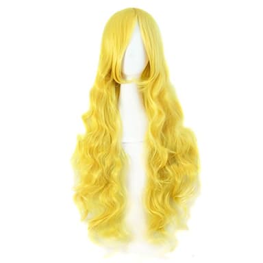 MapofBeauty 32" 80cm Long Hair Spiral Curly Cosplay Costume Wig (Yellow)
