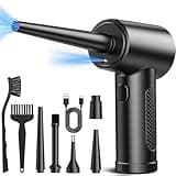 Compressed Air Duster, 3 Gear to 51000RPM Cordless Electric Air Duster, 6000mAh Rechargeable Air Blower with LED Light for Laptop Computer Keyboard Cleaning Pet Hair Replaces Compressed Air Can (68W)