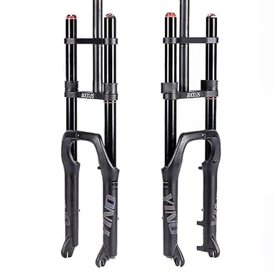 BUCKLOS 20 inch 4.0 Fat Tire E-Bike Air Suspension Fork, 180mm Travel Spacing Hub 135mm Straight Tube MTB Manual Lockout 9mm QR Mountain Bike Double Shoulder Electric Bicycle Front Forks Snow Beach