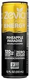 Zevia Zero Calorie Energy Drink, Pineapple Paradise, 120mg Caffeine, Zero Sugar, Non-GMO, 12 Fl Oz (Pack of 12)